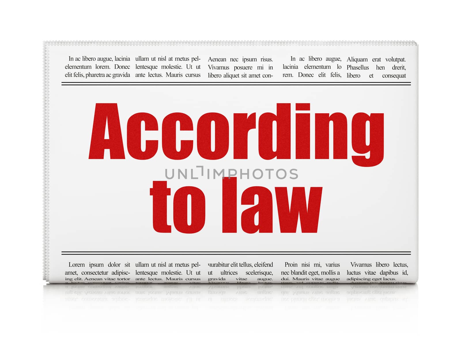 Law concept: newspaper headline According To Law by maxkabakov