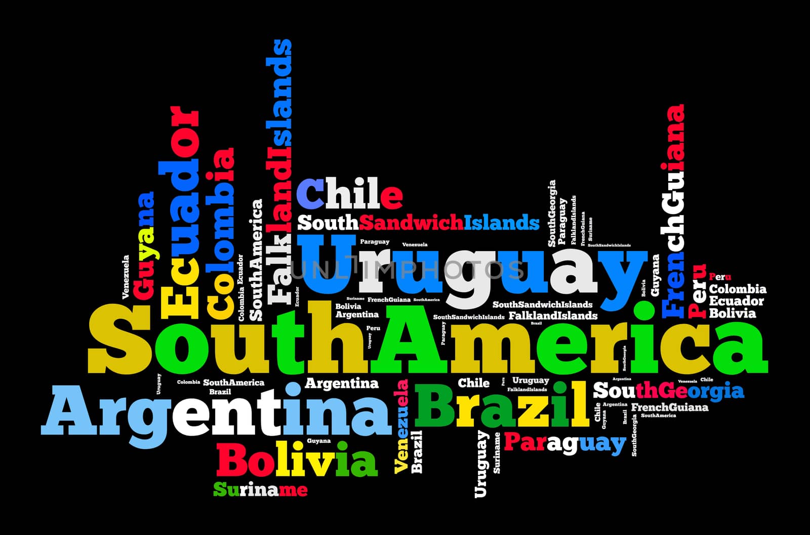 Word cloud of South American countries by eenevski