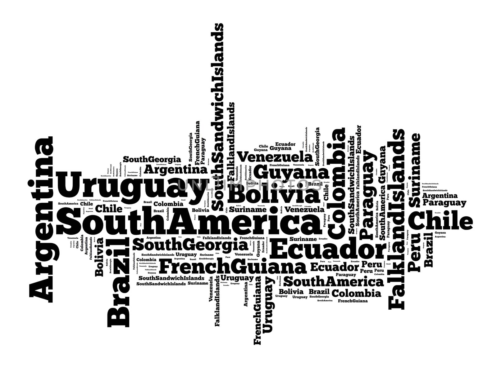 Word cloud of South American countries by eenevski
