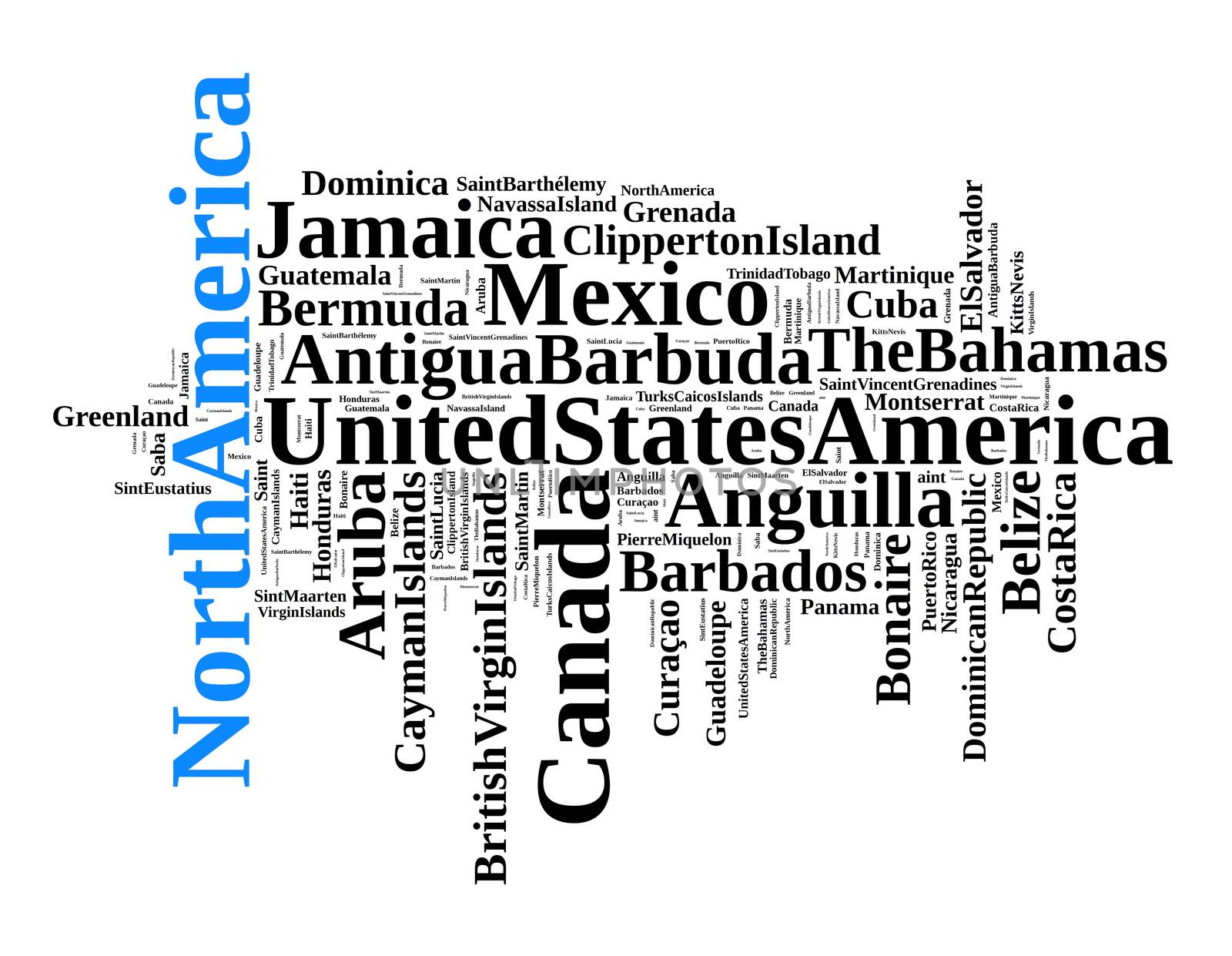 States and territories in North America word cloud concept