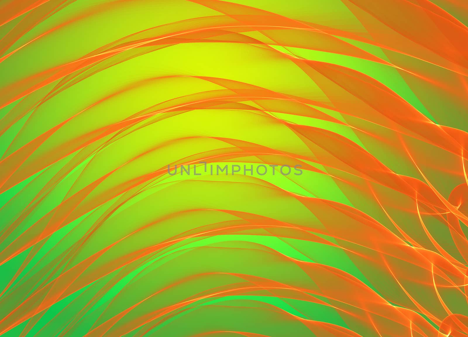 abstract red orange smoke waves over green background by skrotov