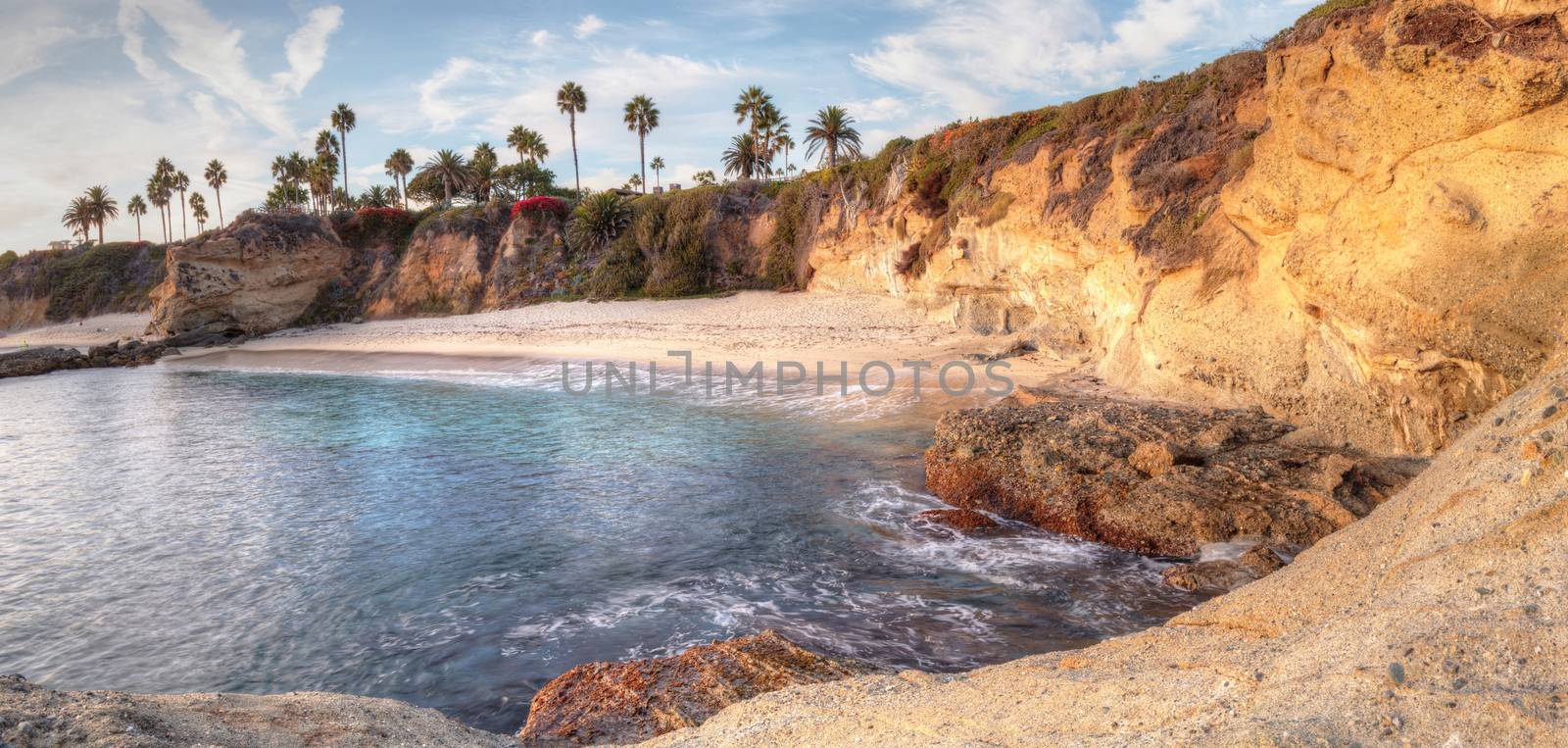 Sunset view of Treasure Island Beach at the Montage in Laguna Beach, California, United States