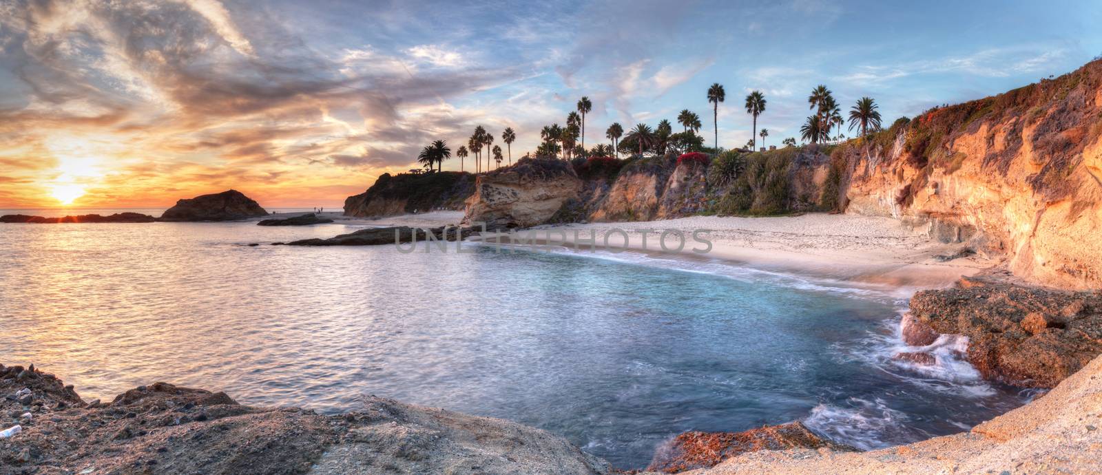 Sunset view of Treasure Island Beach at the Montage in Laguna Beach, California, United States