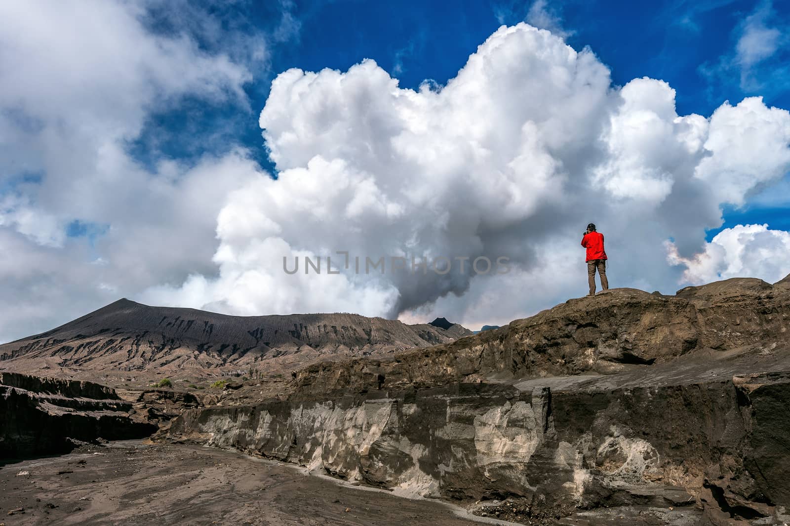 Photographer take photo at Mount Bromo volcano (Gunung Bromo)in Bromo Tengger Semeru National Park, East Java, Indonesia.