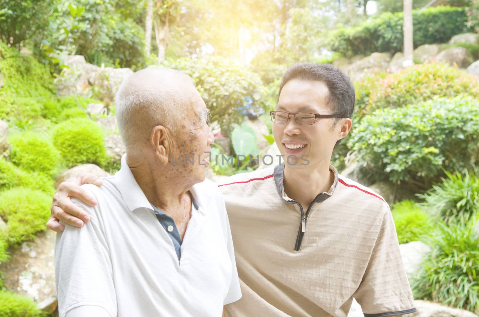 Conversation between the senior men and son.