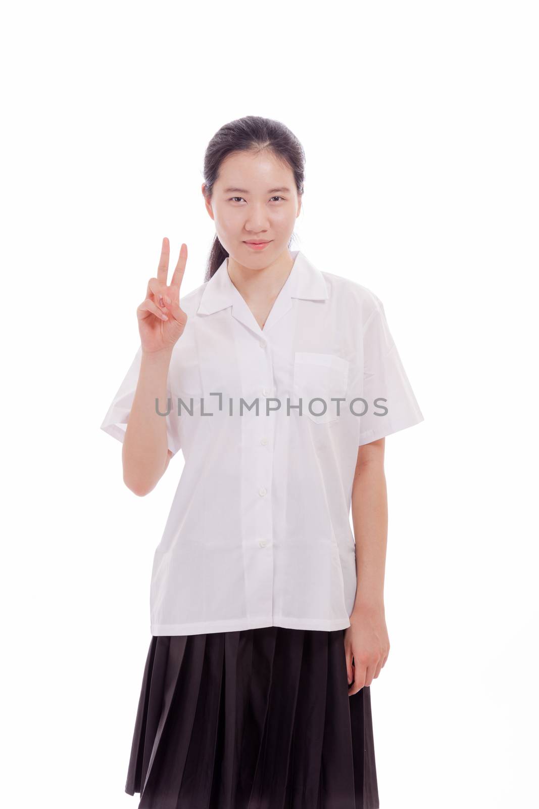 Teenage Chinese high school girl in uniform