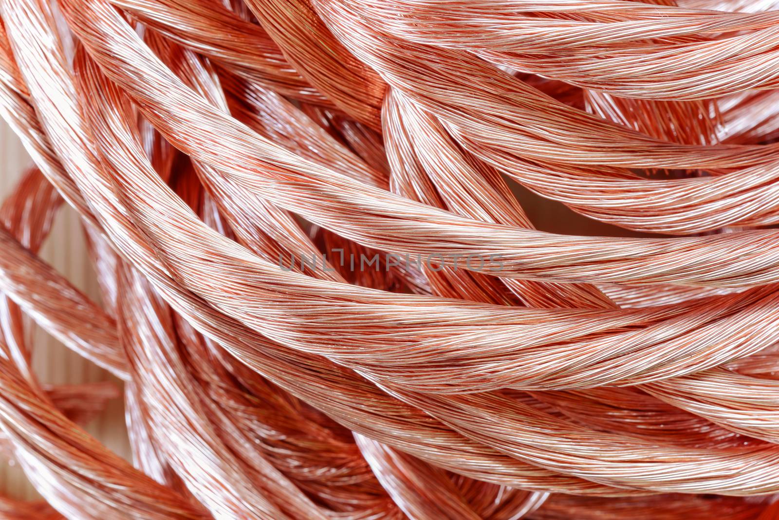 Big pile of copper wire close up