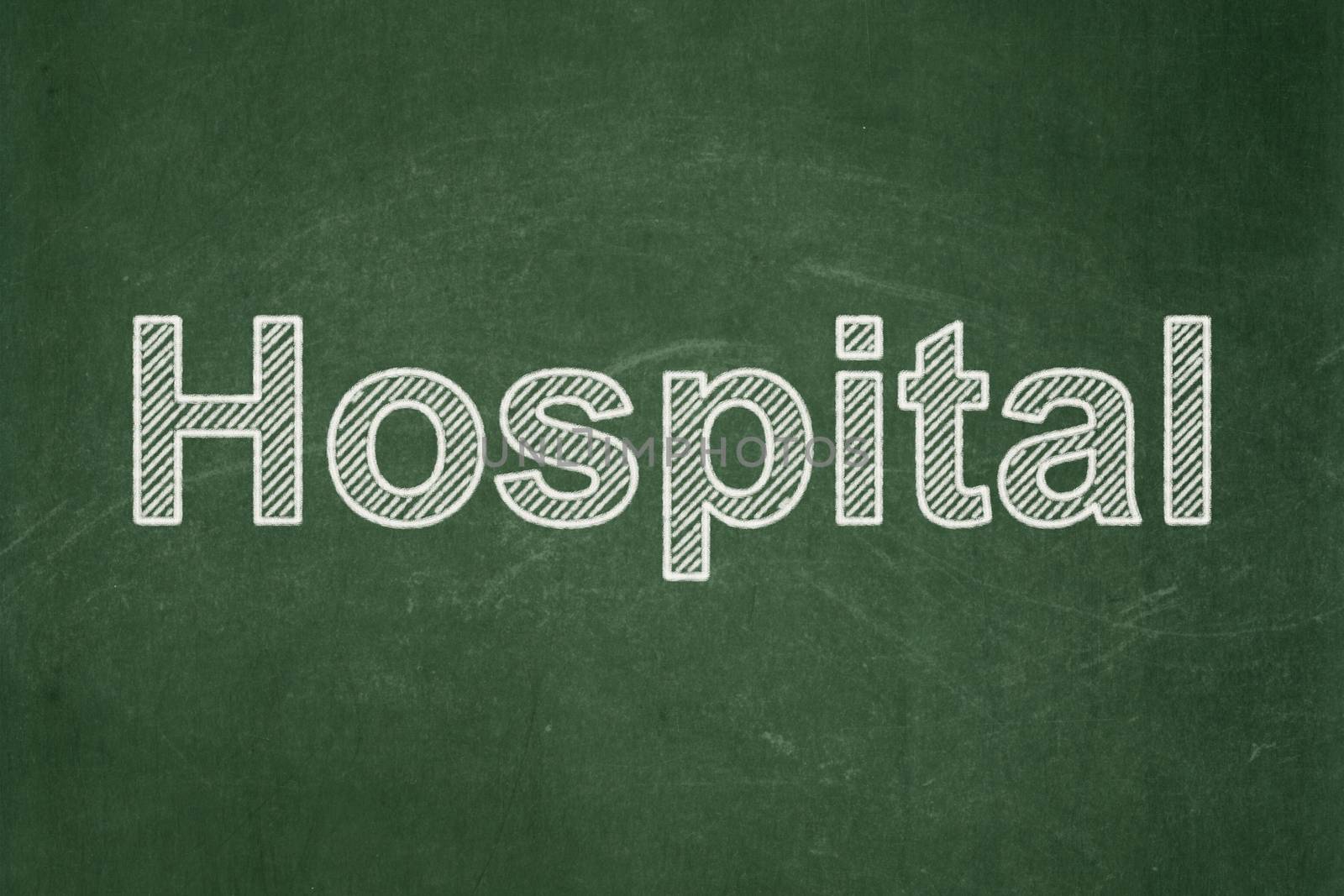 Healthcare concept: text Hospital on Green chalkboard background