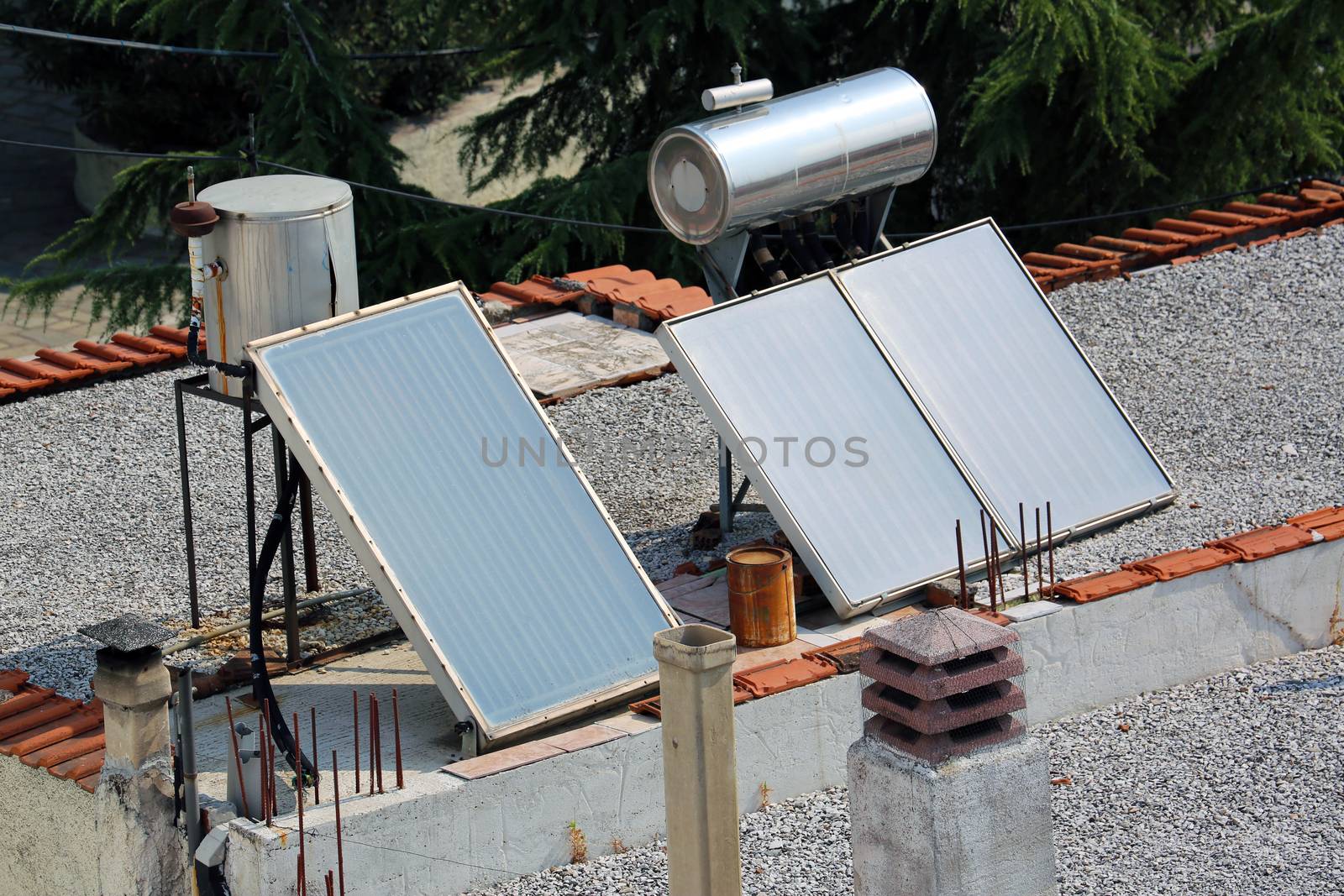 Solar Panels on a House Roof by bensib