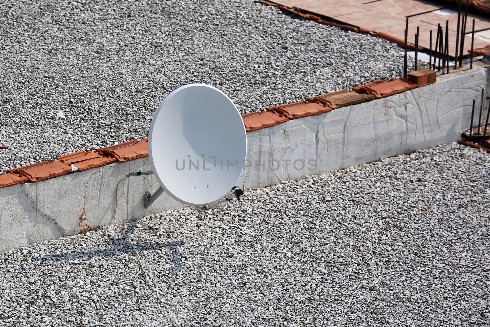 Television Satellite Dish on a Roof House in Greece