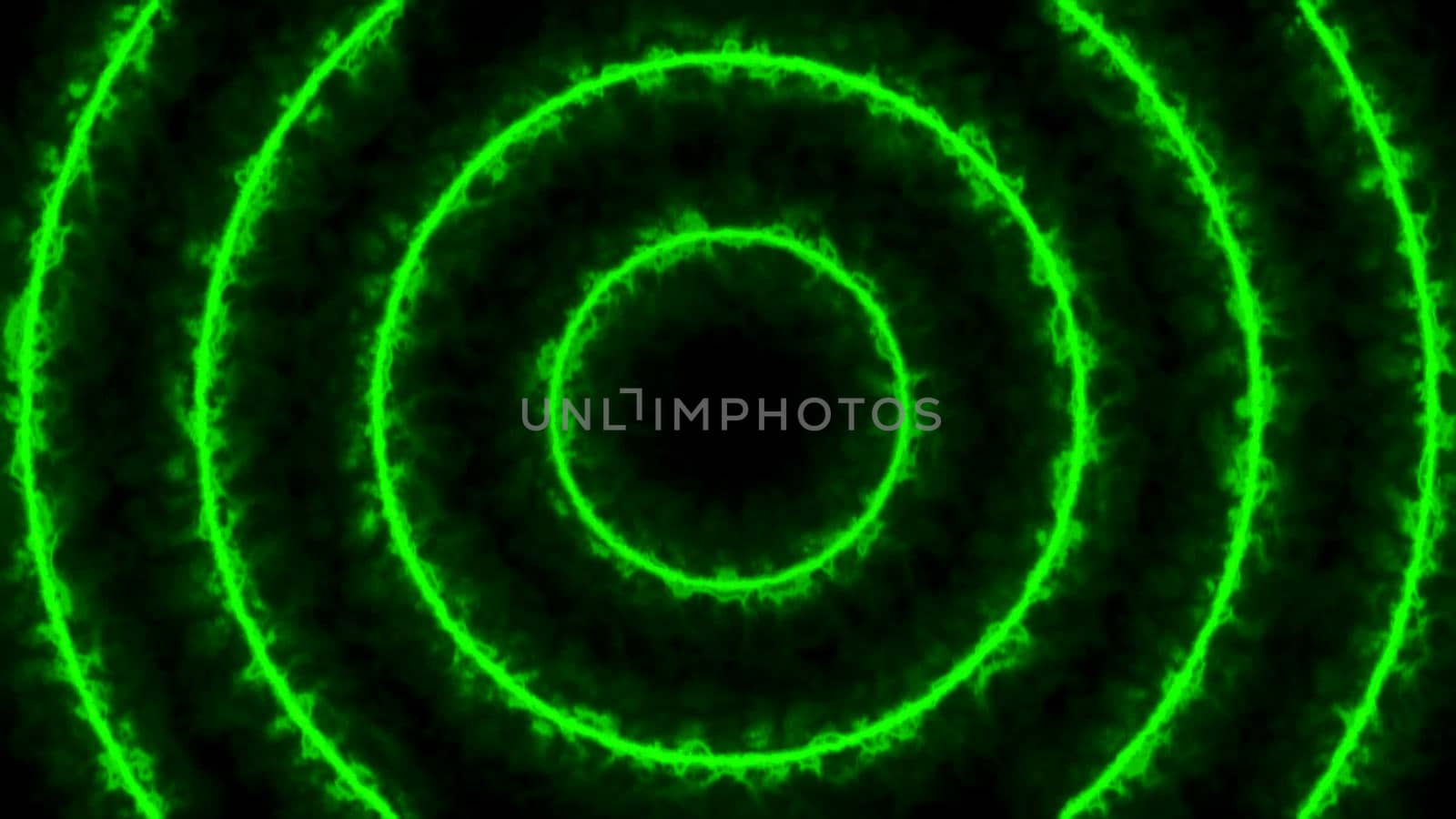 Abstract energy tunnel. Green digital background. 3d rendered