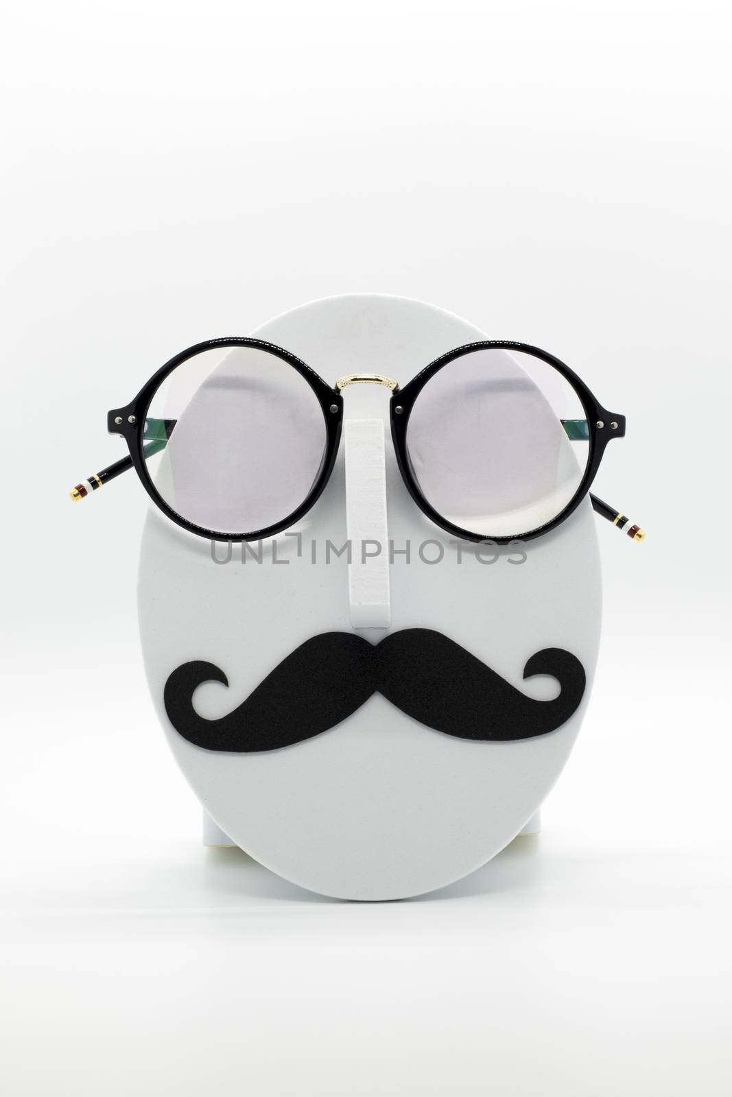 Men's fashion mannequin wearing fashionable spectacles on white background. Glasses