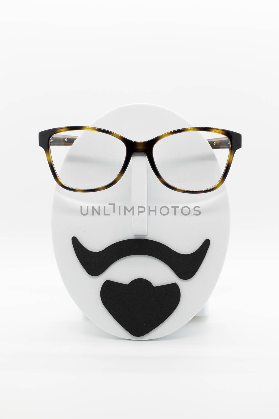 Men's fashion mannequin wearing fashionable spectacles on white background. Glasses