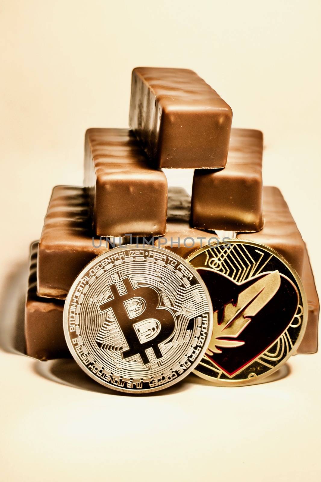 Bitcoin with a chocolates