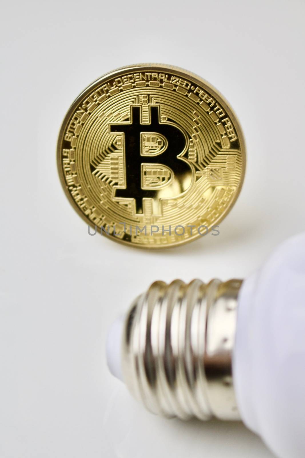 Bitcoin coin and bulb holder
