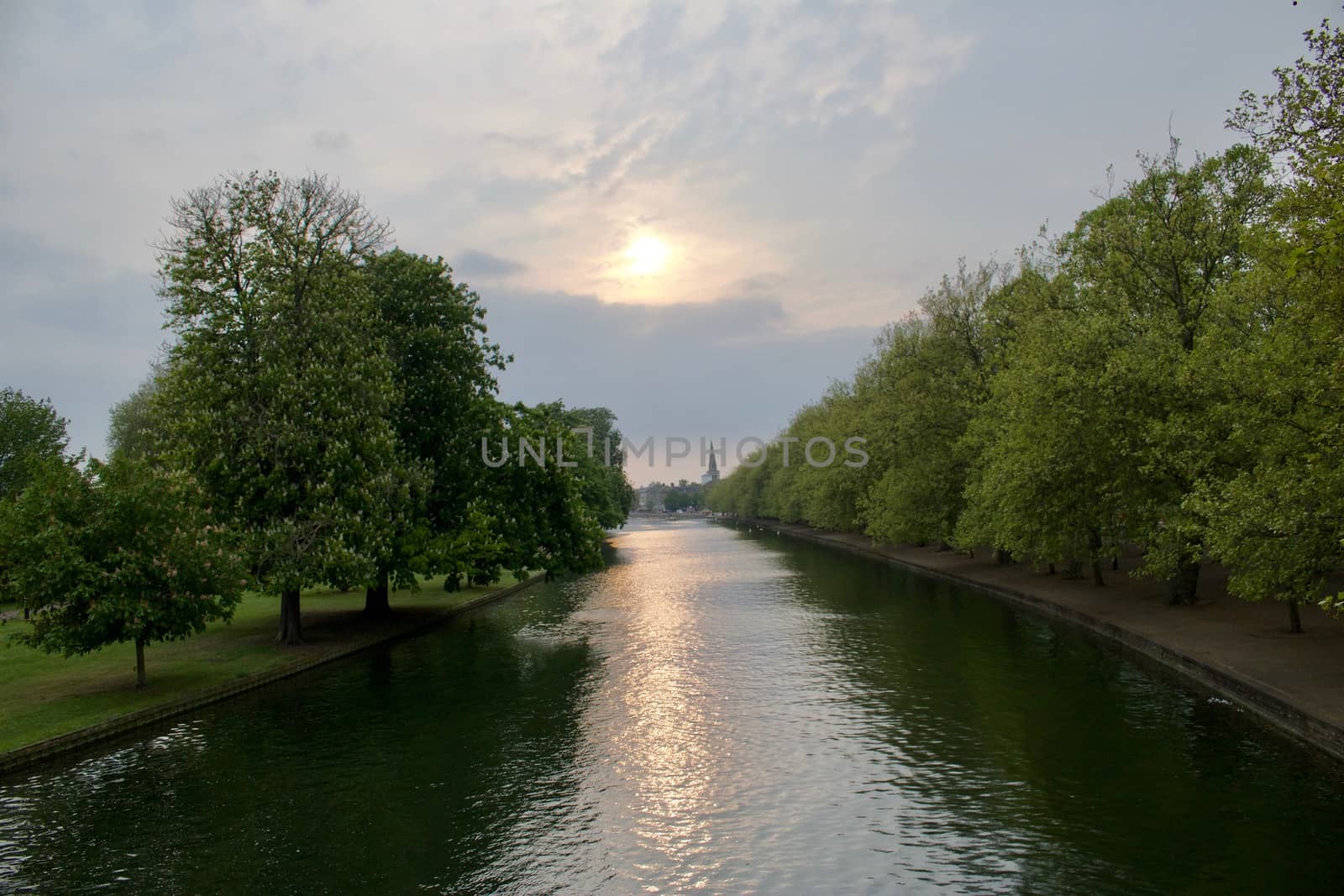 River in Bedford and sunset