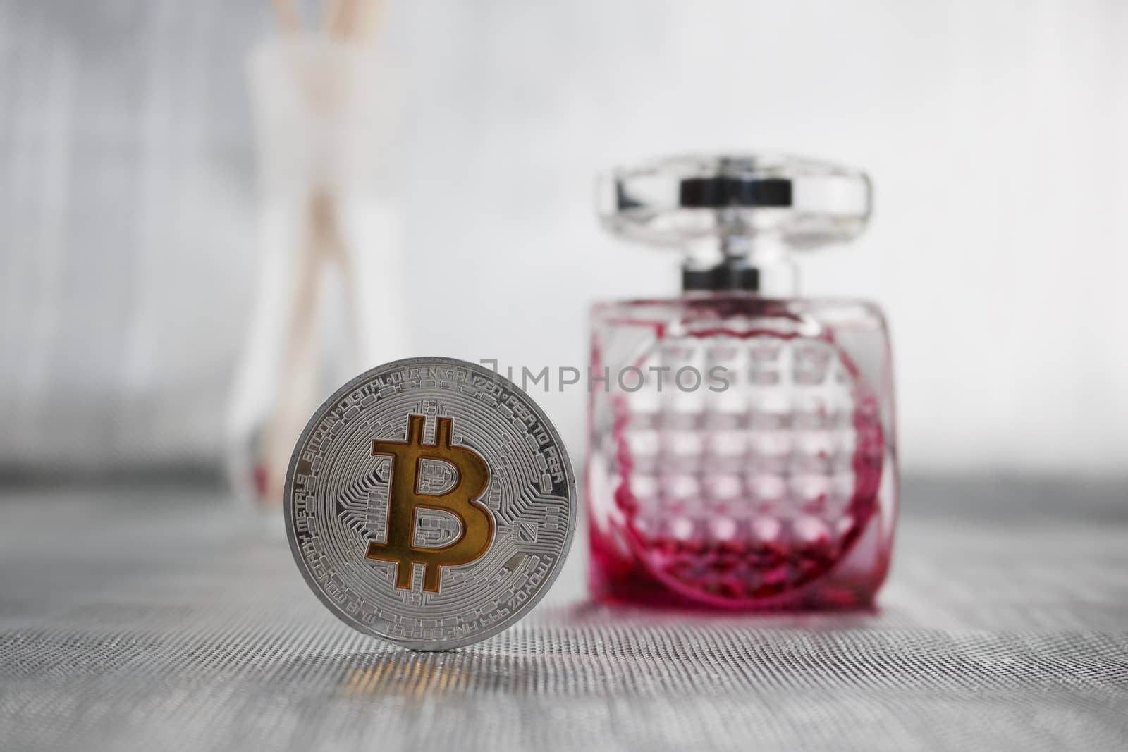 Cryptocurrency physical silver bitcoin coin nerar pink fragrance.