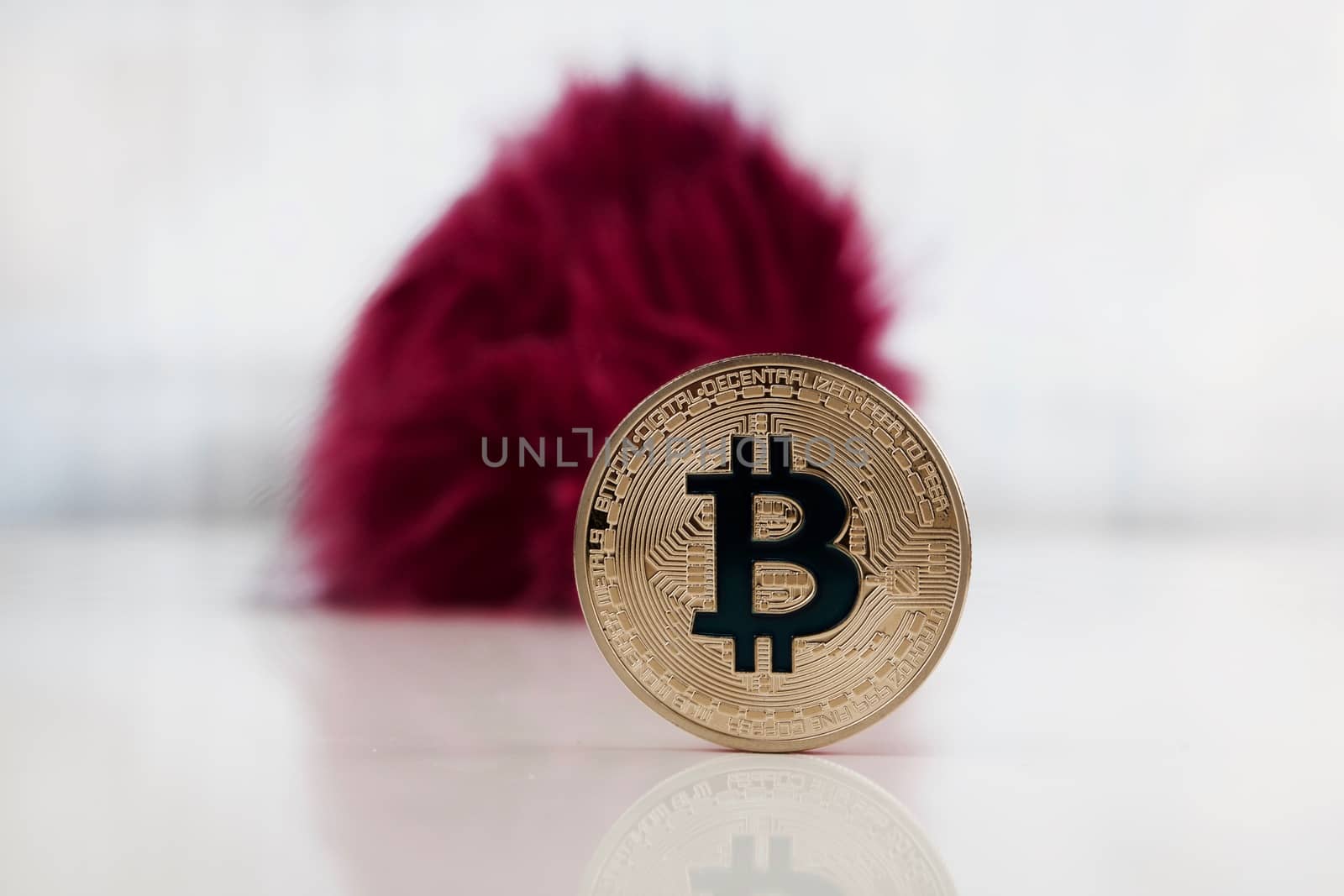 Digital currency gold bitcoin coin pink concept