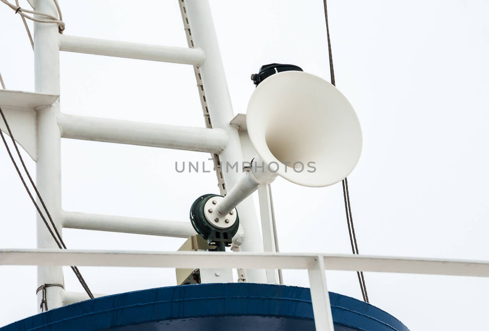 Megaphone  on the roof of the ship's deckhouse.