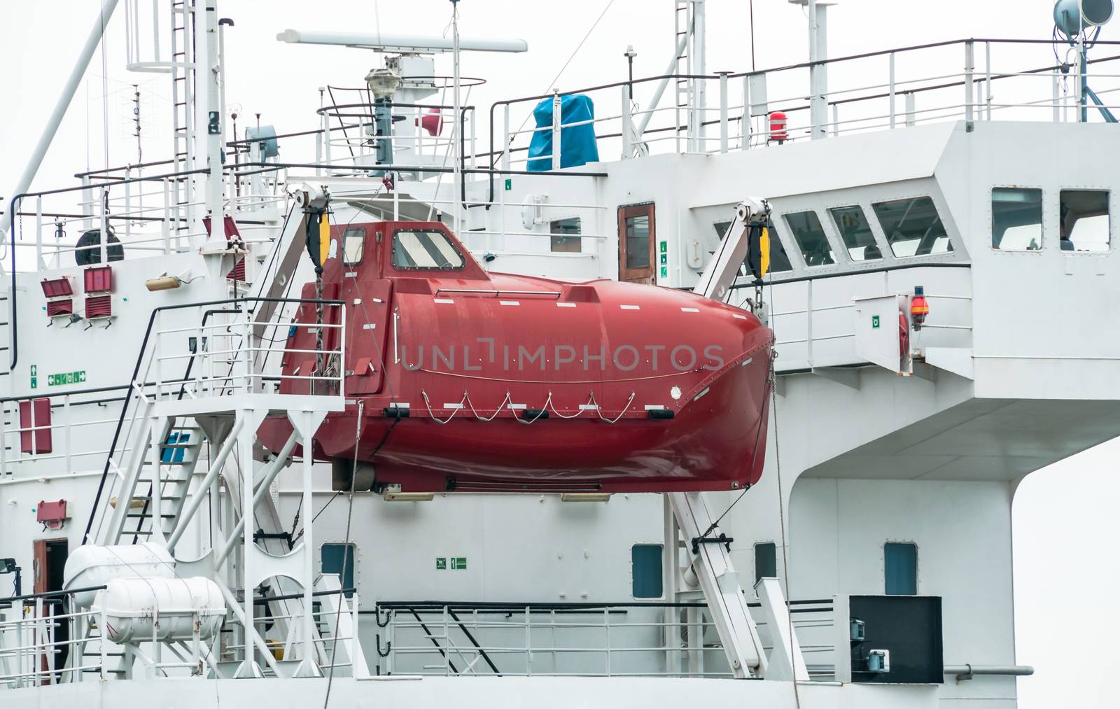 Enclosed Lifeboat for ship. transportion on sea