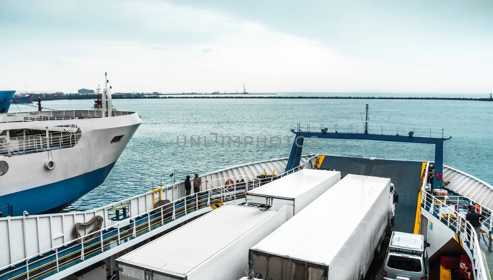 Trucks on the ferry. by zeffss