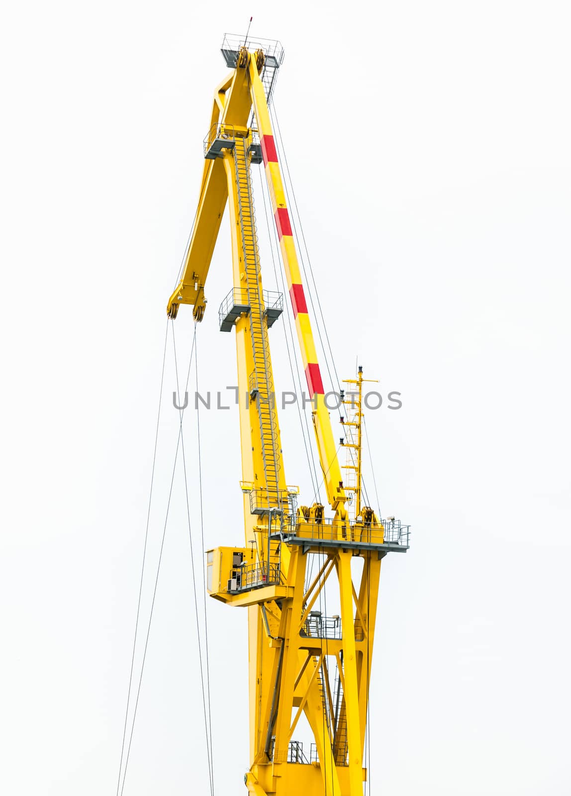 A fragment of a floating crane on the construction of the bridge