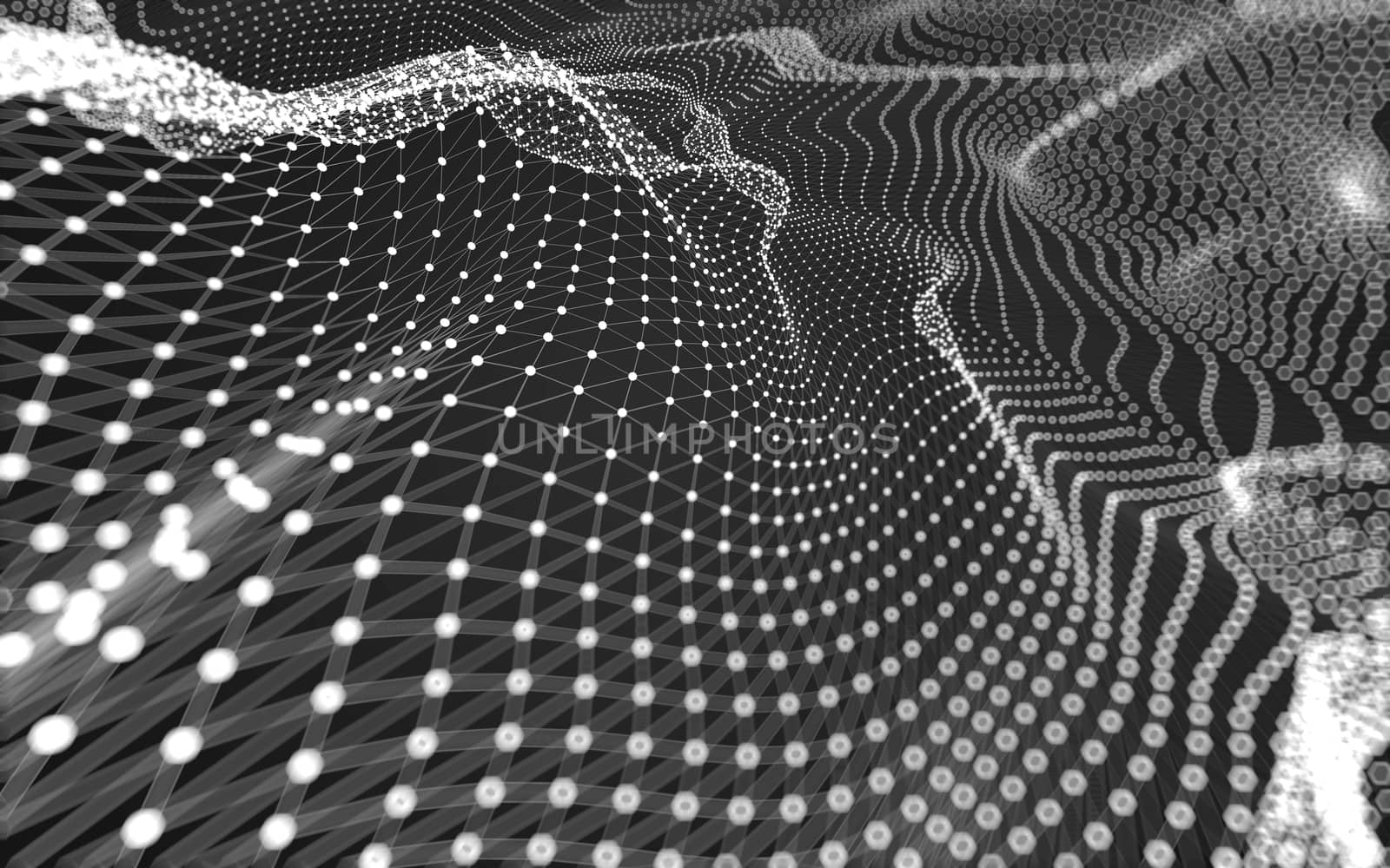 Abstract polygonal space low poly dark background with connecting dots and lines. Connection structure. 3d rendering