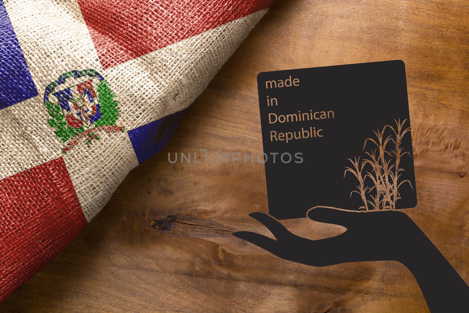 Symbol of agriculture of the Dominican Republic - Sugarcane, poster made in the Dominican Republic.