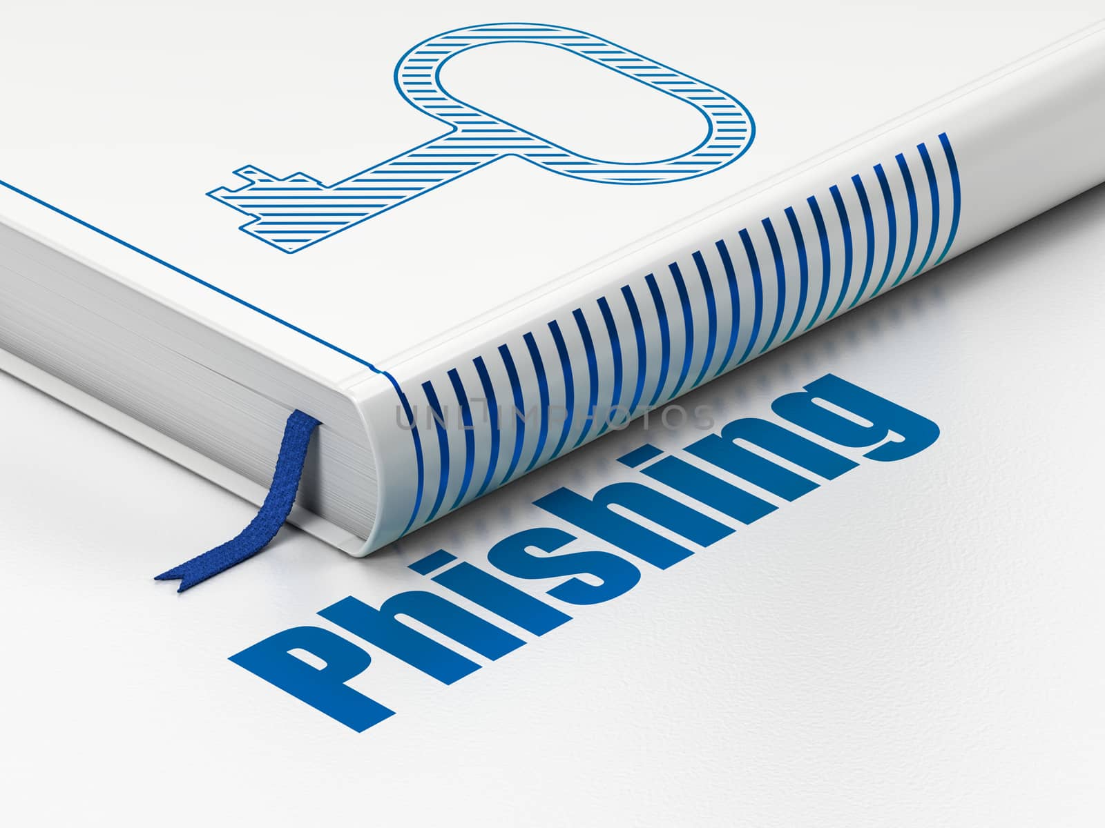 Security concept: book Key, Phishing on white background by maxkabakov