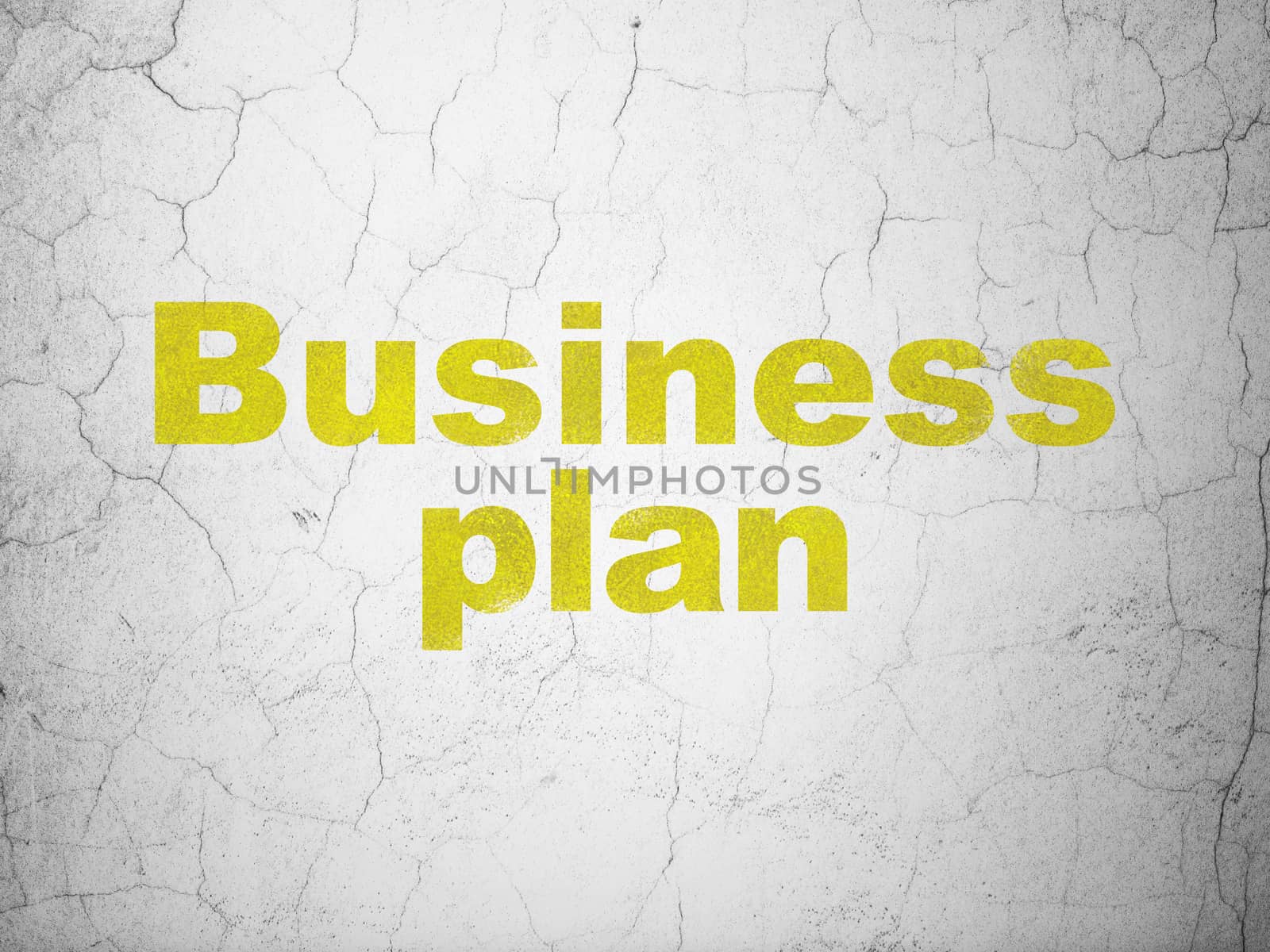 Finance concept: Yellow Business Plan on textured concrete wall background