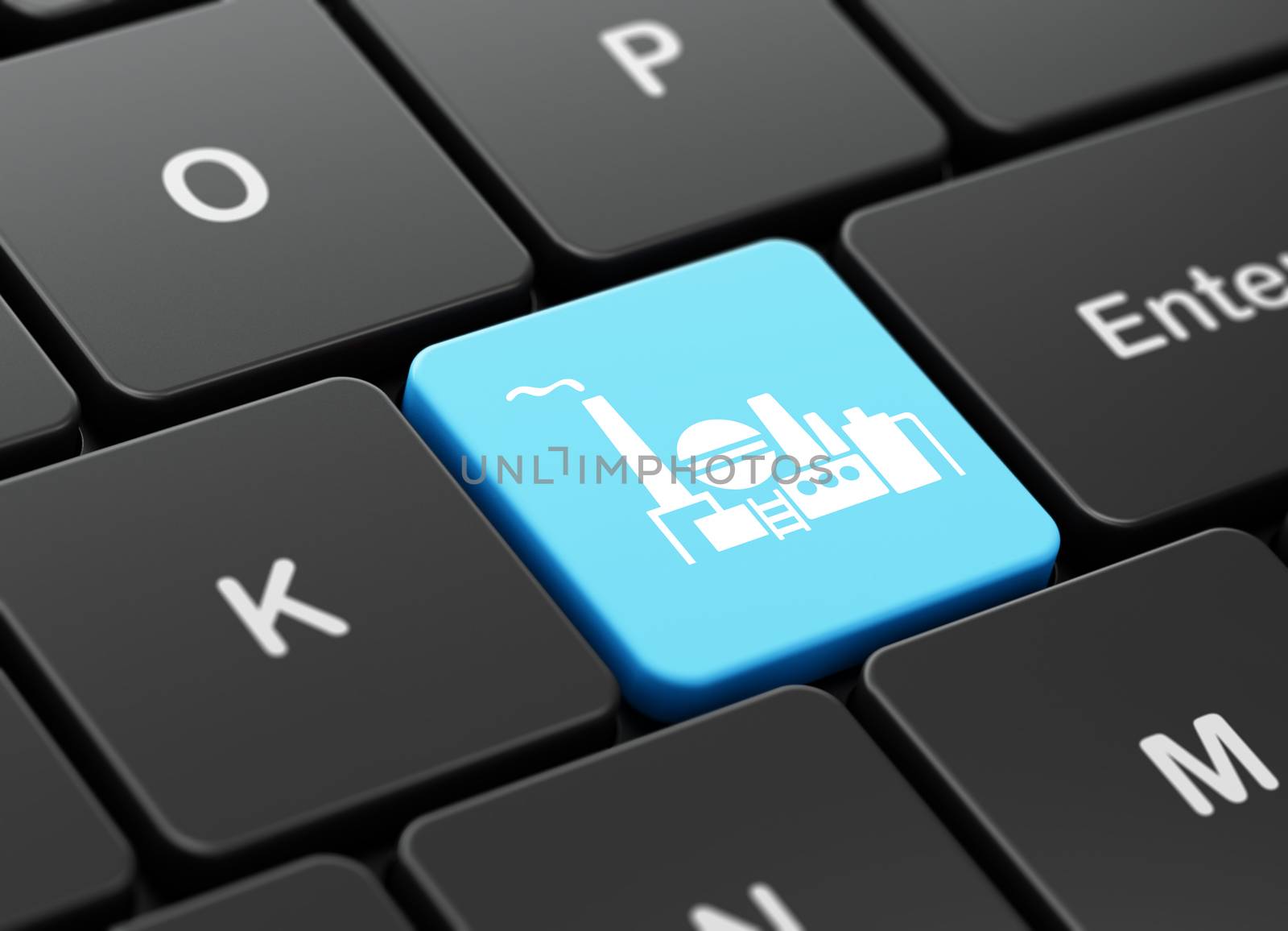 Business concept: computer keyboard with Oil And Gas Indusry icon on enter button background, 3D rendering