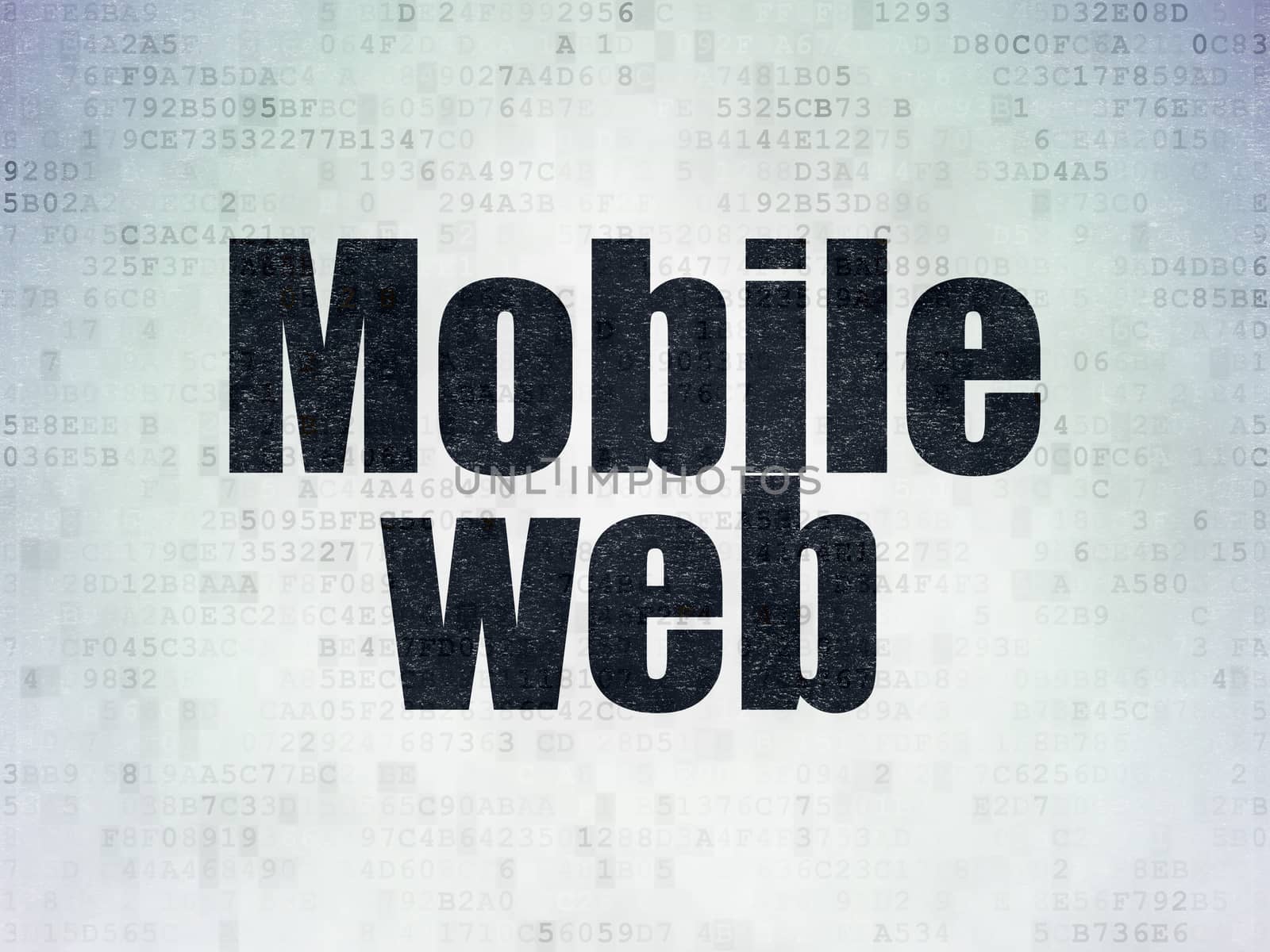 Web development concept: Painted black word Mobile Web on Digital Data Paper background