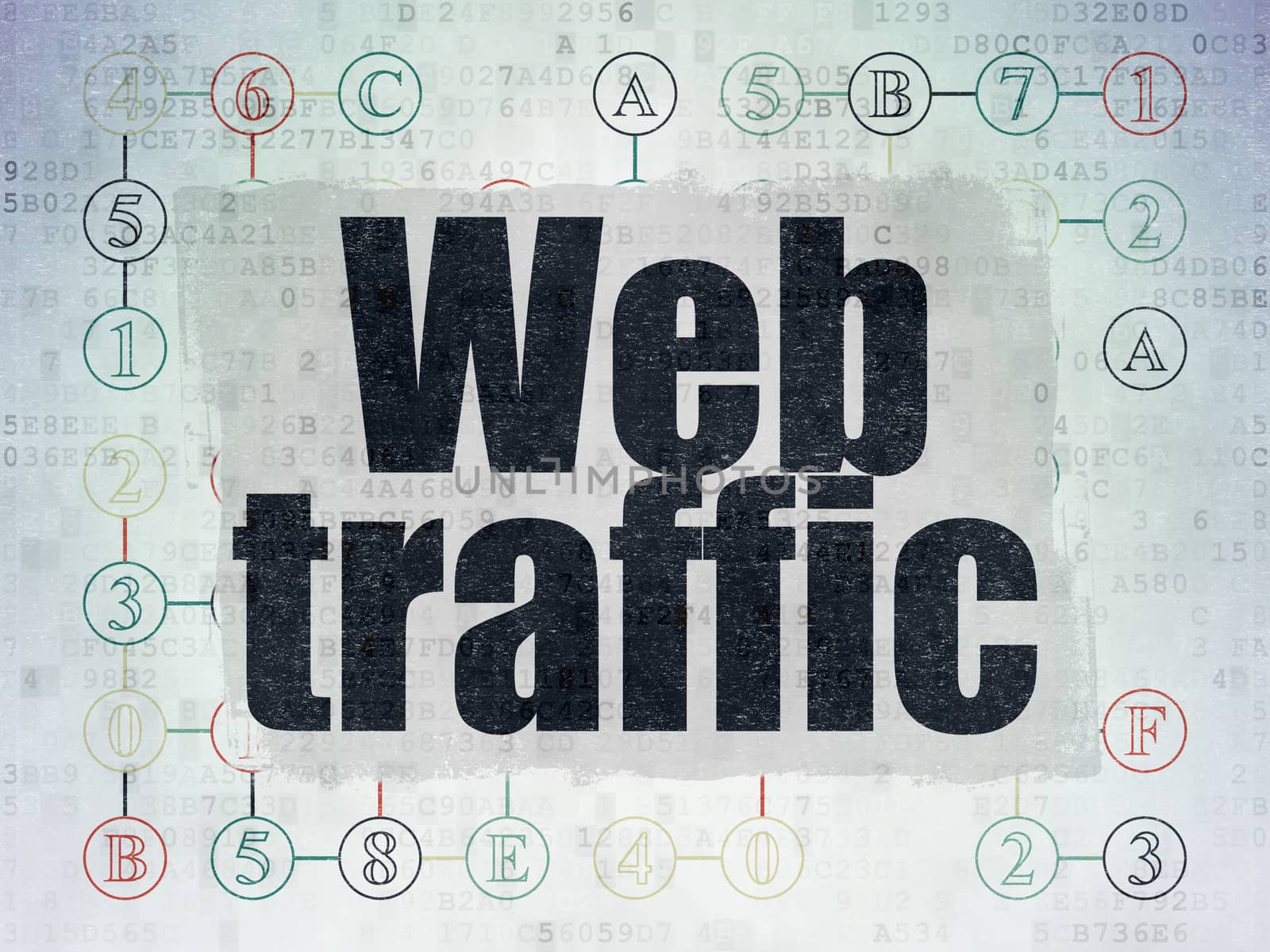 Web development concept: Web Traffic on Digital Data Paper background by maxkabakov