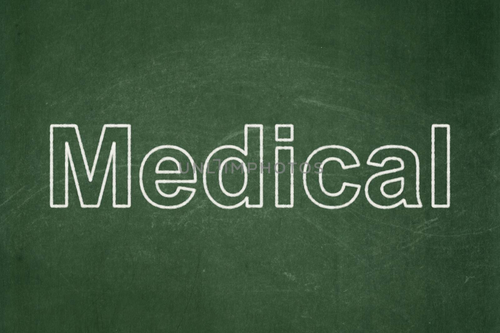 Medicine concept: text Medical on Green chalkboard background