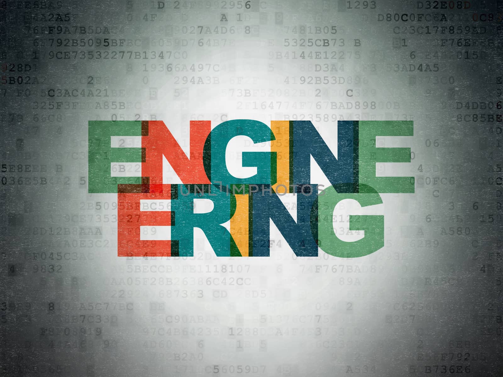 Science concept: Painted multicolor text Engineering on Digital Data Paper background