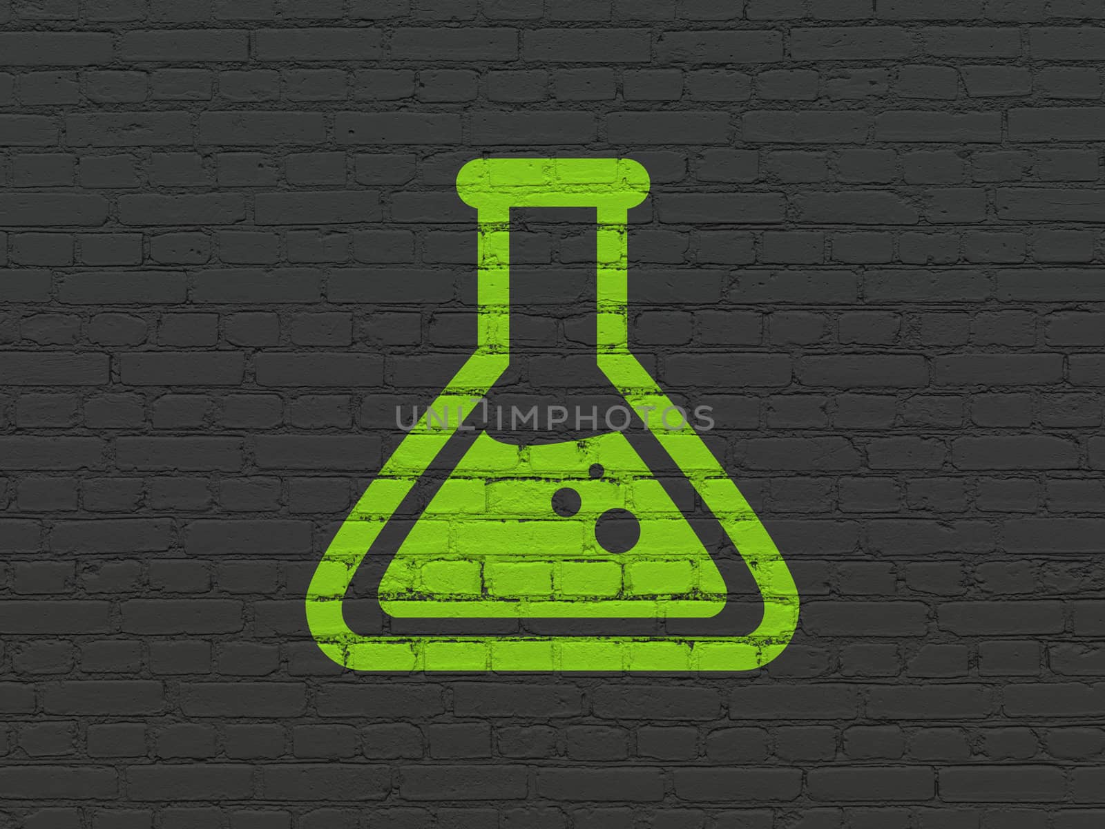 Science concept: Flask on wall background by maxkabakov