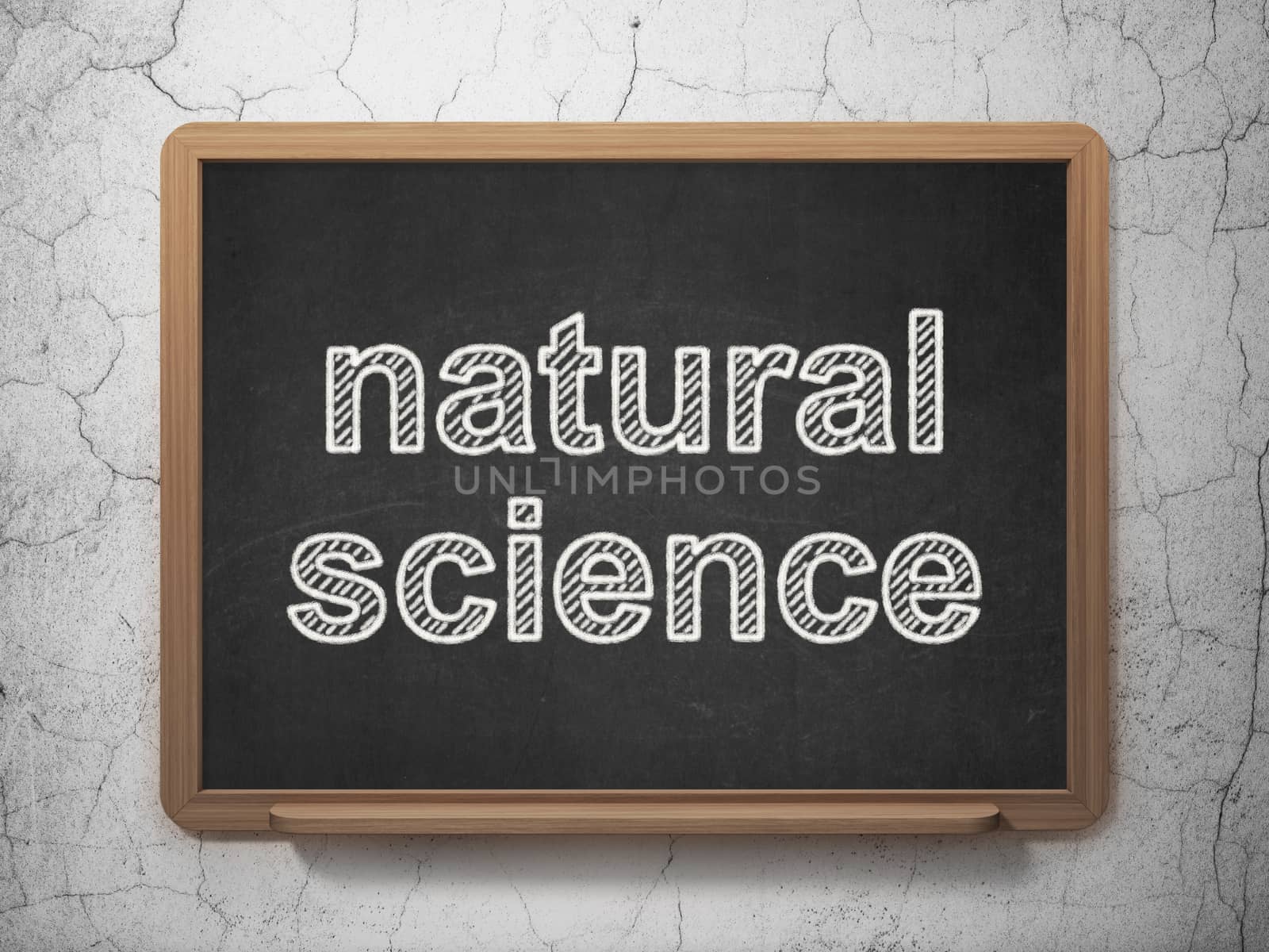 Science concept: text Natural Science on Black chalkboard on grunge wall background, 3D rendering