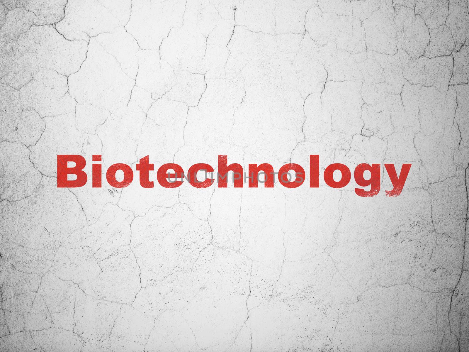 Science concept: Red Biotechnology on textured concrete wall background