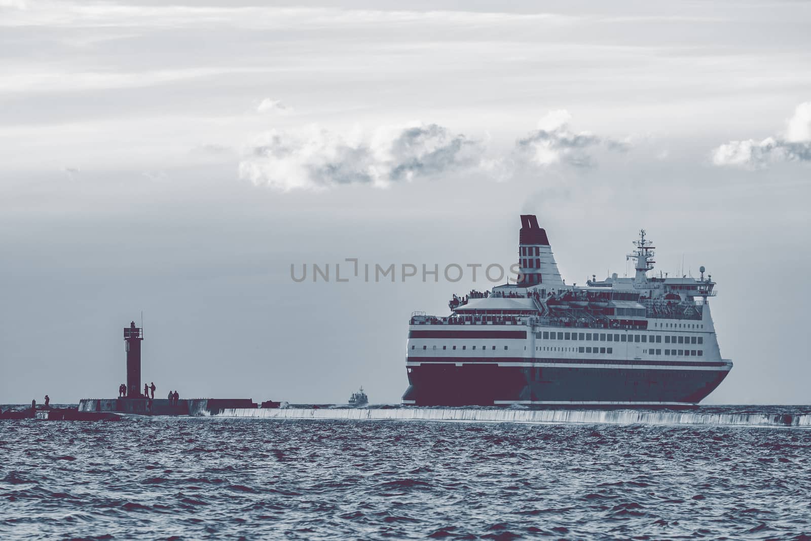 Big cruise liner. Passenger ferry sailing from Riga to Stockholm