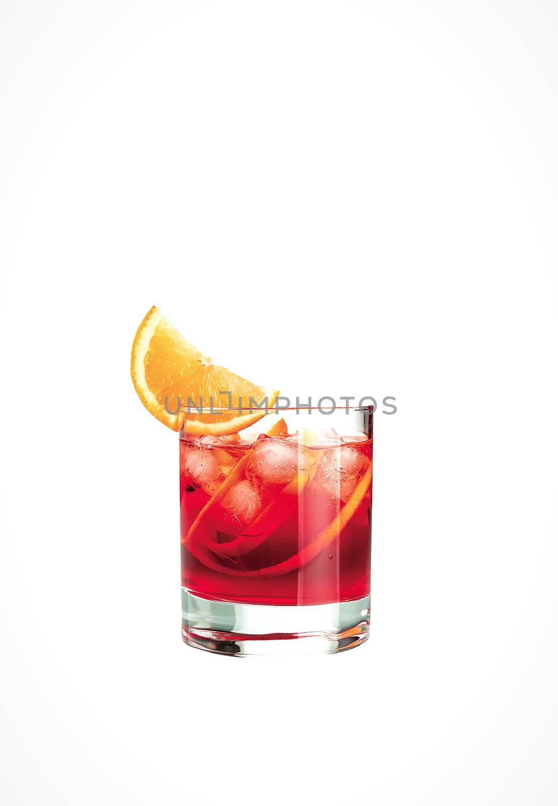 Yellow cocktail isolated on a white background.