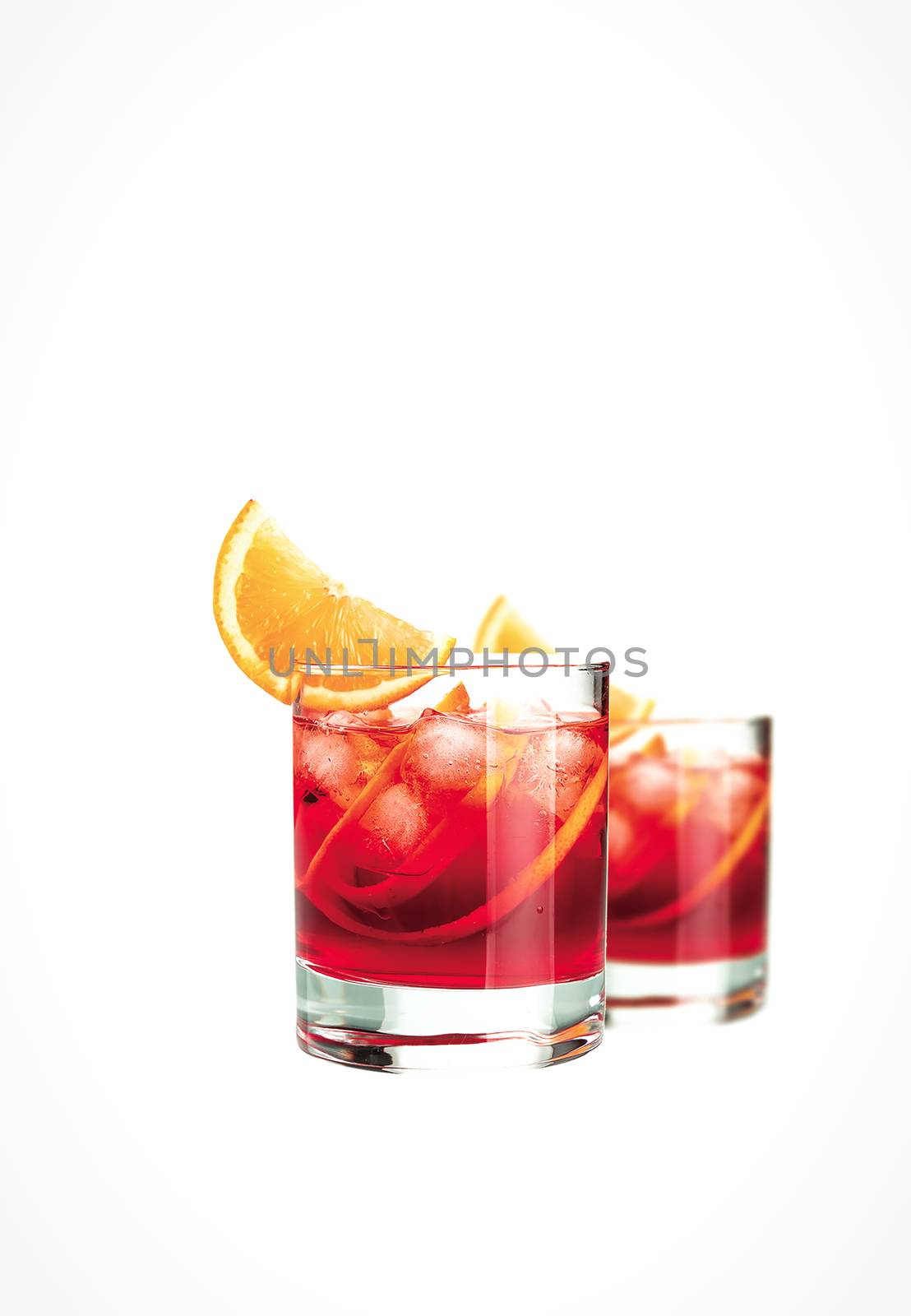 Yellow cocktail isolated on a white background.