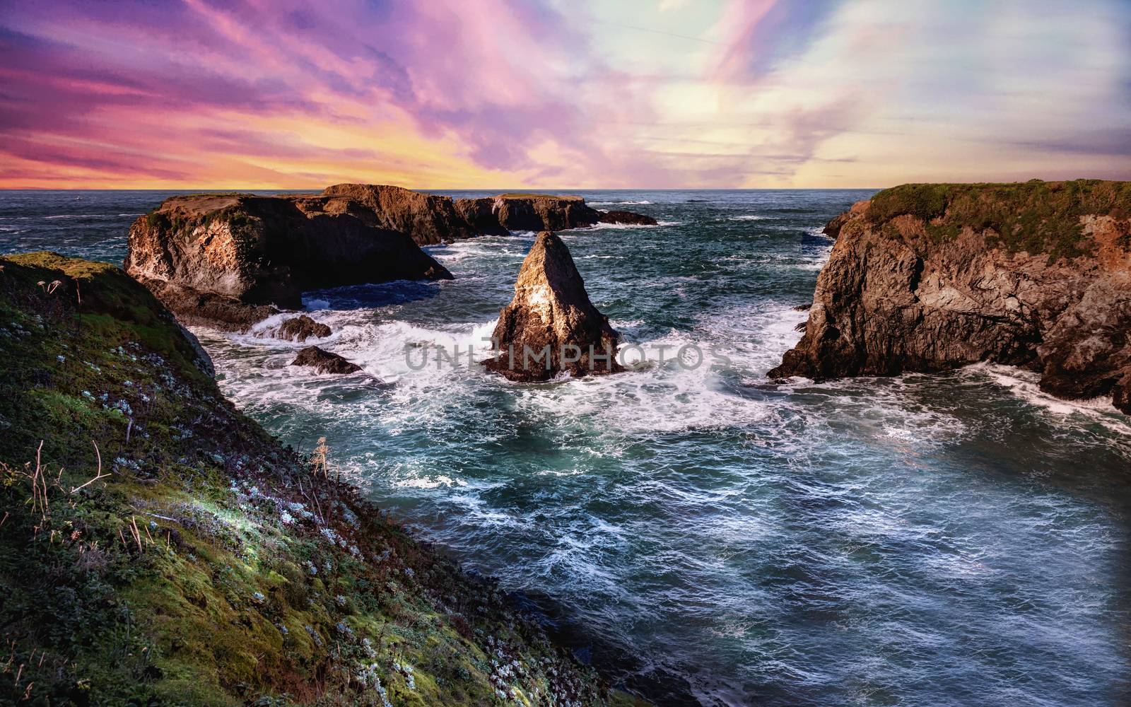 Sunset at a Rocky Beach, Northern California, USA