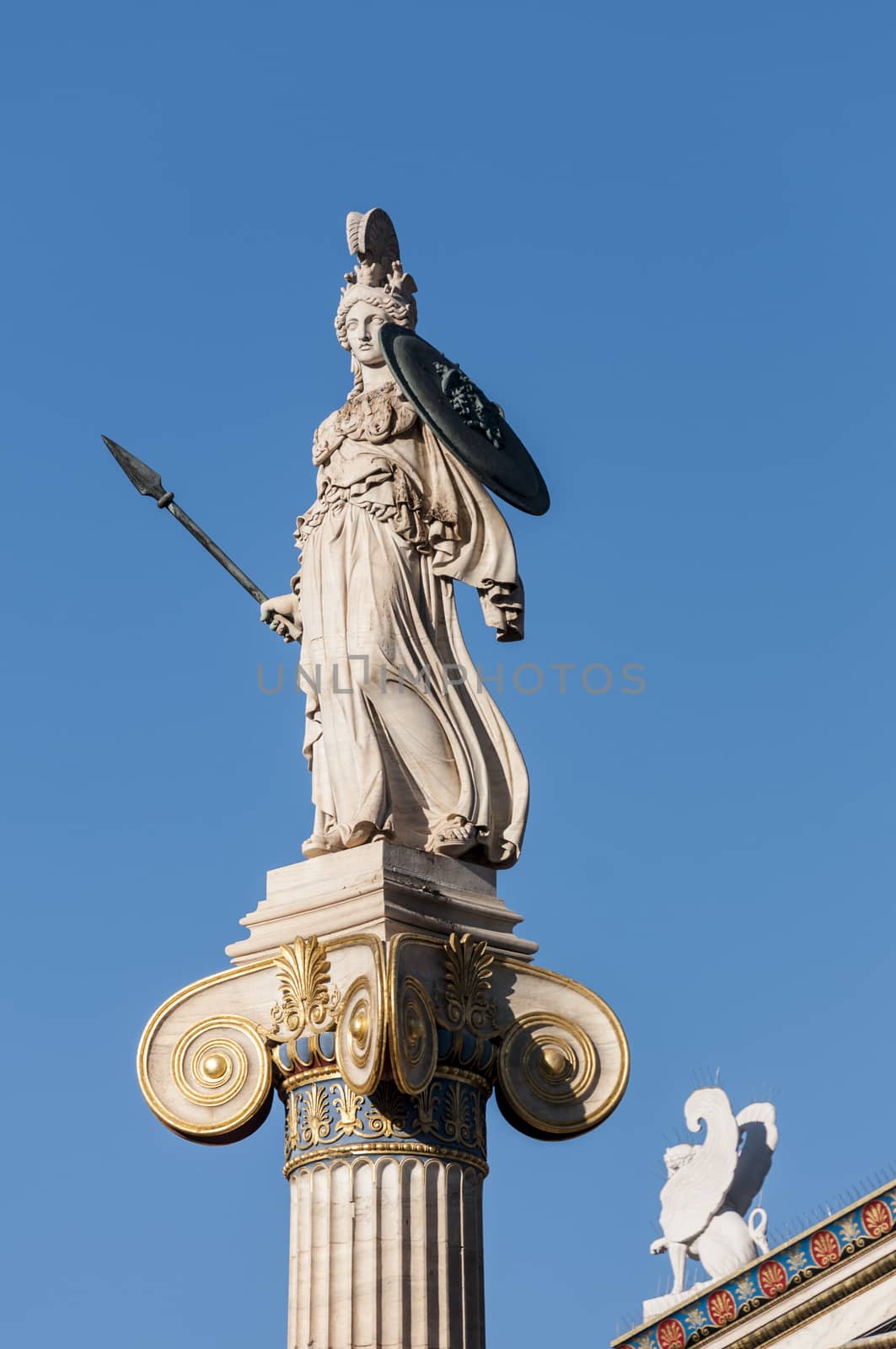 classical Athena marble statue by vangelis