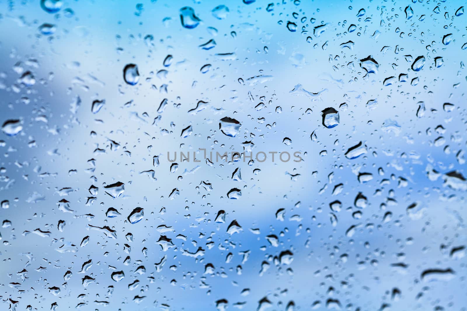 Closeup shot of water drops on the glass