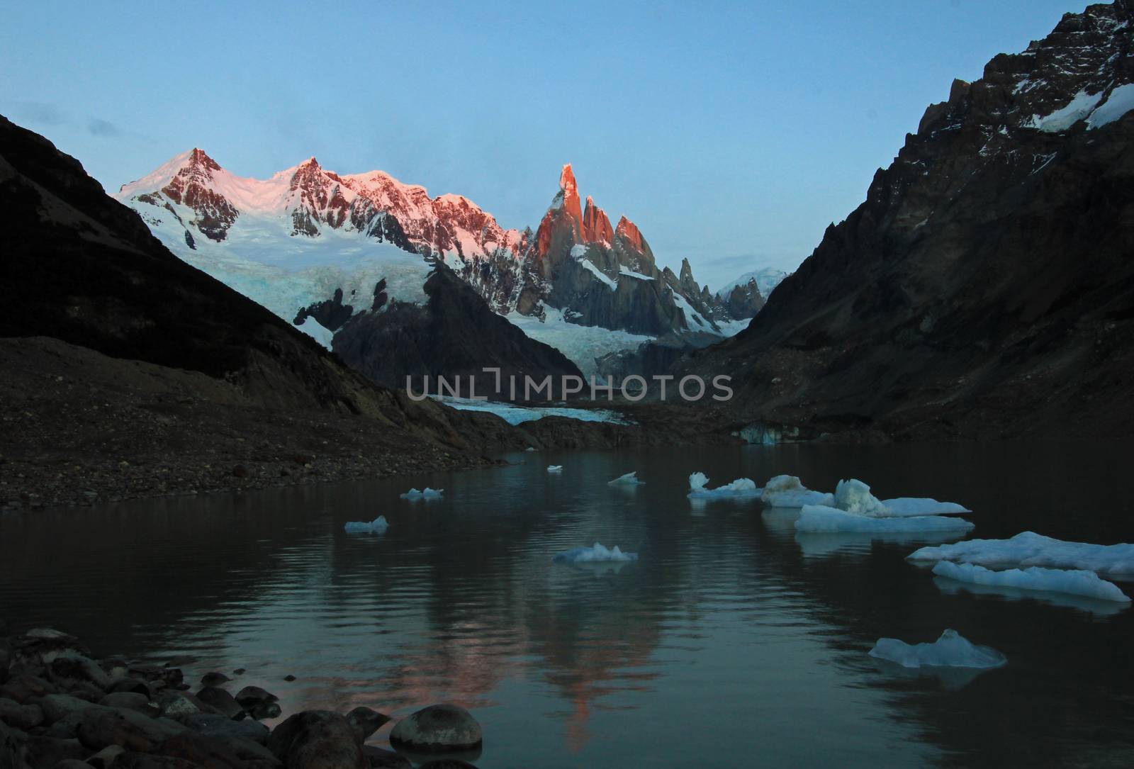 Reflection of Cerro Torre in Laguna Torre, Patagonia, Argentina, South America