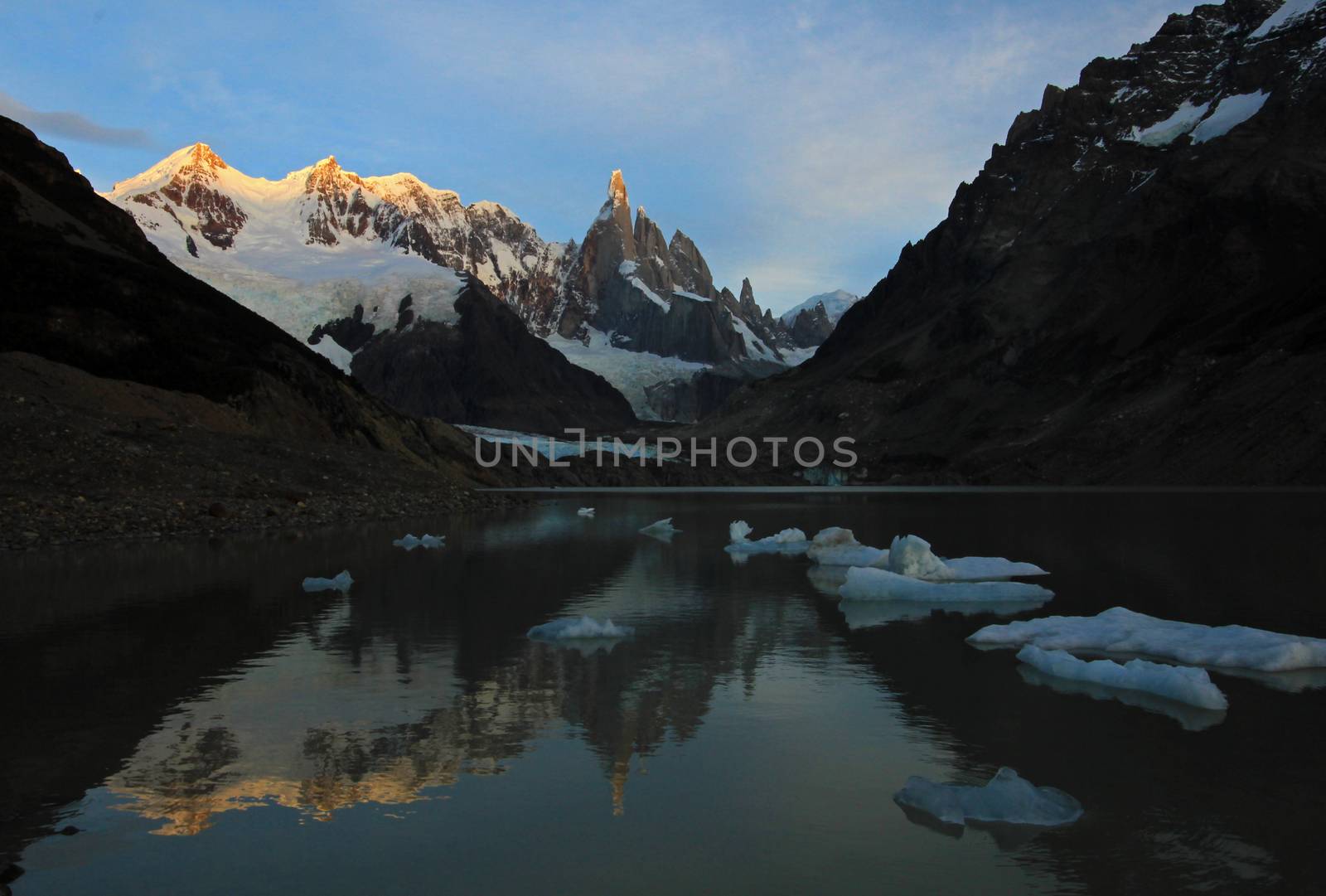 Reflection of Cerro Torre in Laguna Torre, Patagonia, Argentina by cicloco