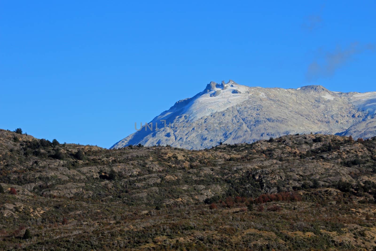 Mountain shaped by the erosion of a glacier, along Carretera Austral, Patagonia, Chile