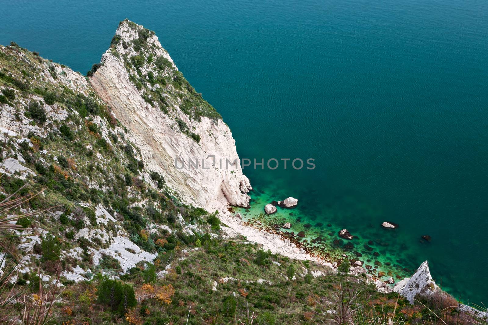 Beautiful view of two sisters, spiaggia delle due sorelle, in mount Conero, Italy