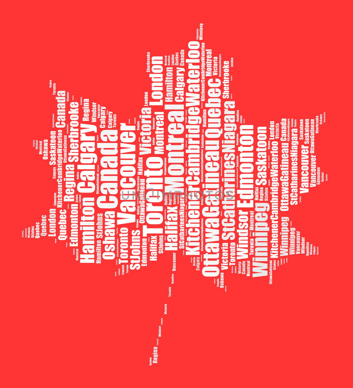 Largest census metropolitan areas in Canada word cloud concept