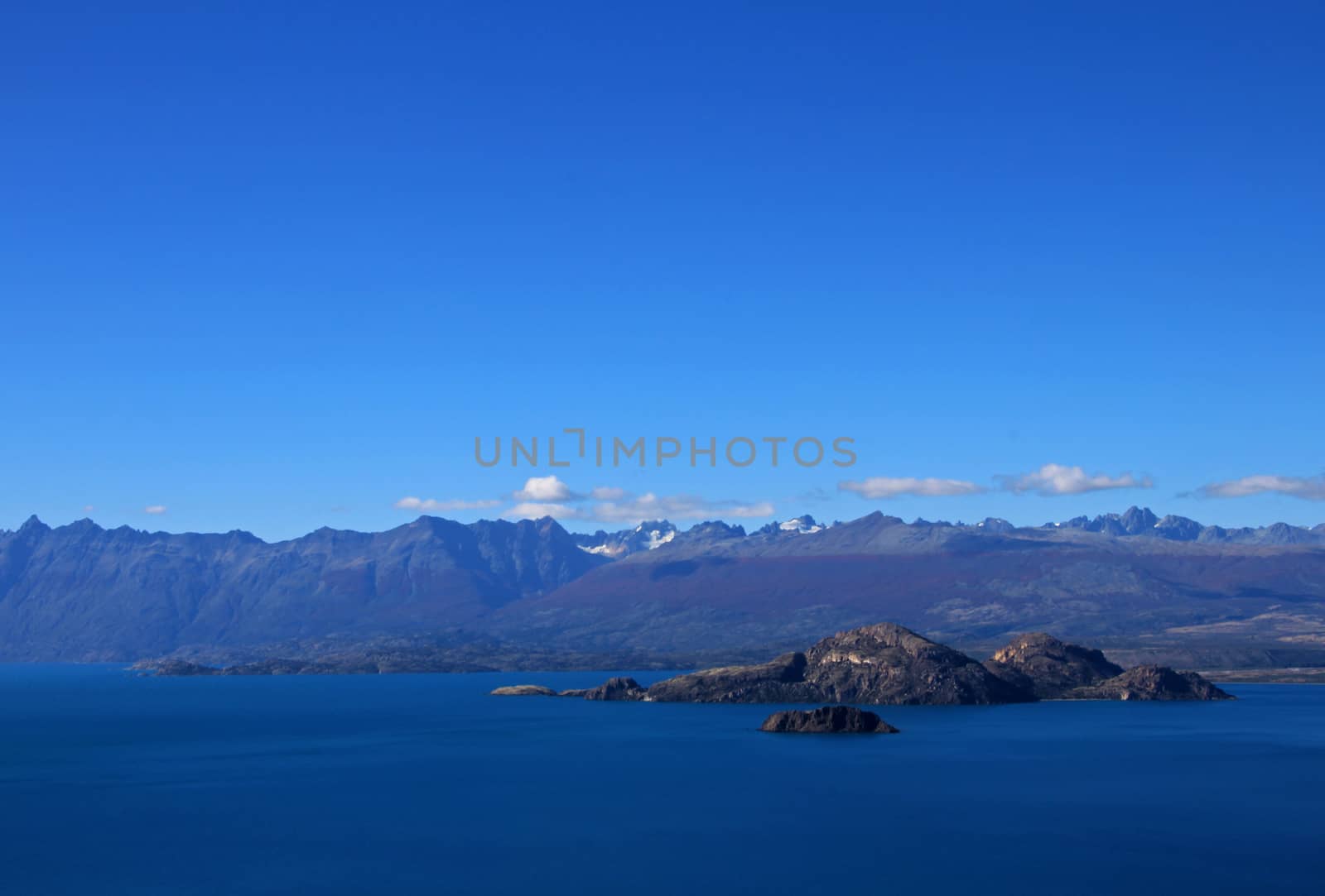 General Carrera Lake with islands, Patagonia, Chile